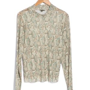 AFTM soft snake long sleeve mesh top